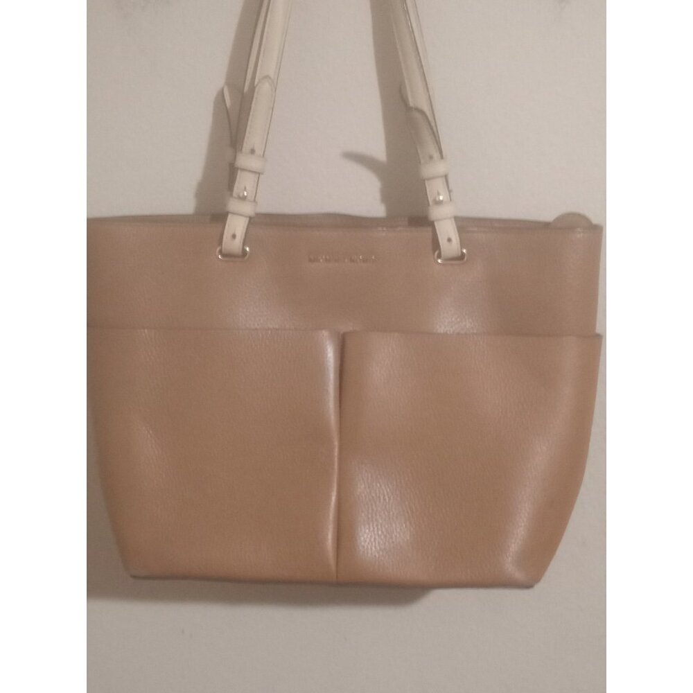 Michael Kors Bedford Tote Shoulder Bag Pebbled Brown Tan Pockets